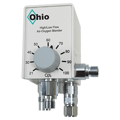 Ohio Medical High/Low Blender, Right & Bottom Ports (No Left Port), 15 L/min DISS Flowmeter