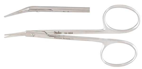 Aebli Corneal Scissors 4  Angled On Flat  Left