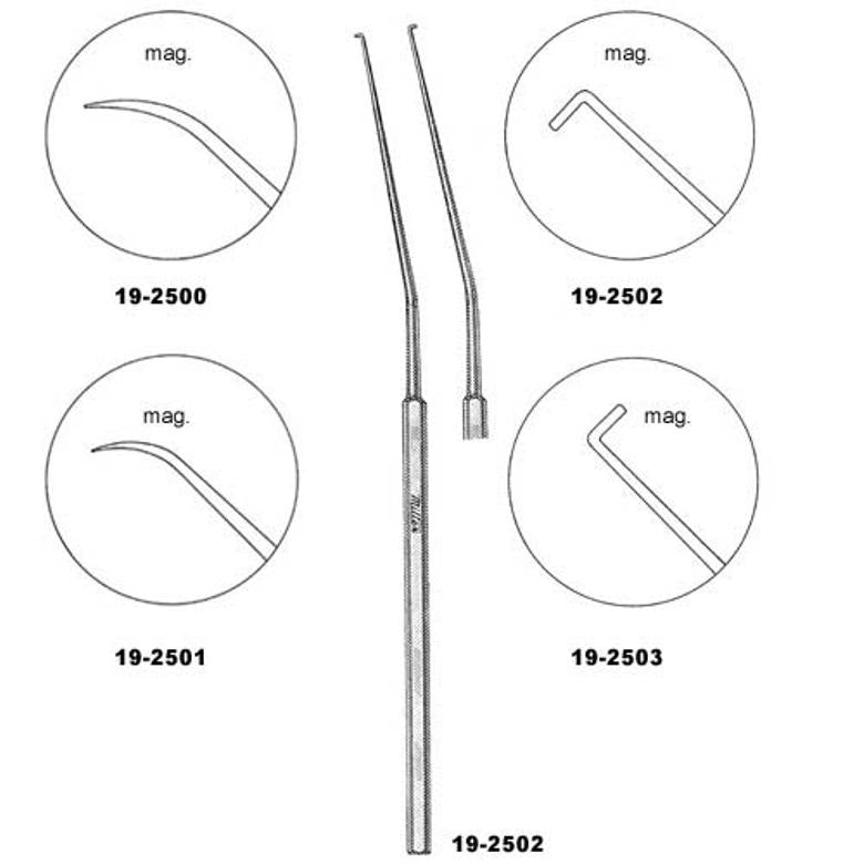 Miltex House Hook 6, Shaft Ang, 1Mm Tip, Ang Left 90 Deg