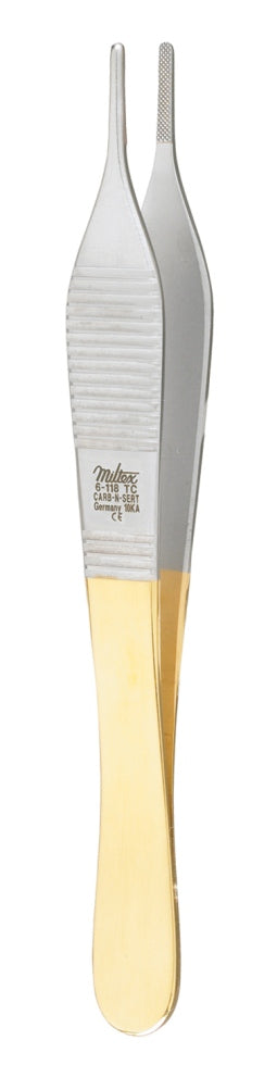 Adson Dressing Forceps- 4-7/8- Tc- Cross Serr Tips