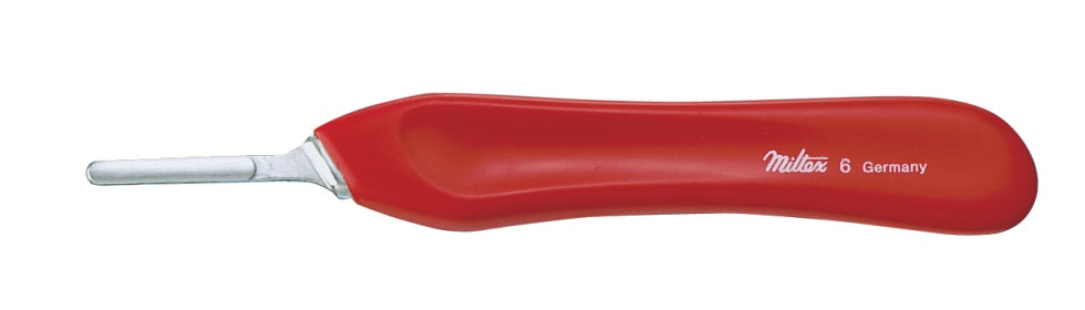 Miltex Knife Handle 5-1/4,Style No.6,Red Plastic W/Ss Tip