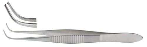 Miltex Iris Tissue Forceps 3-3/4,Curved,1X2 Teeth,0.6Mm Tips