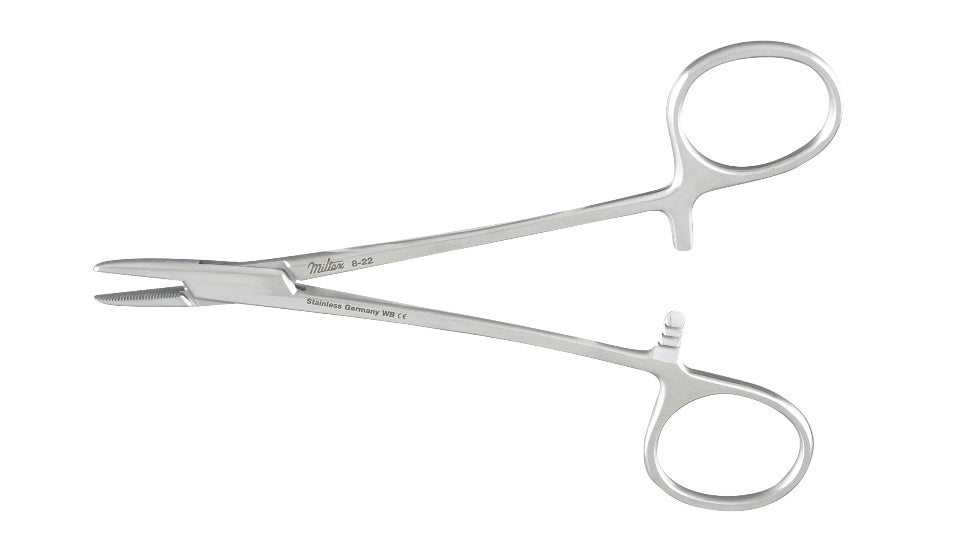 Miltex Brown Needle Holder 5-1/4, Convex Jaws, Fine Serr