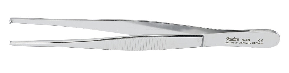 Miltex Tissue Forceps, 4-5/8, 1X2 Teeth, Serrated Handles