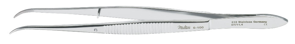 Miltex Dressing Forceps, 5, Curved, Serrated, Narrow Tips