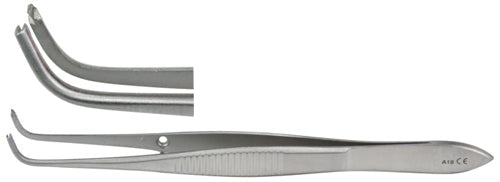 Buy  Miltex Iris Tissue Forceps 3-7/8,Curved,1X2 Teeth,0.8Mm Tips, 97mm