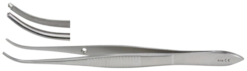 Miltex Iris Tissue Forceps 3-7/8,Curved,1X2 Teeth,0.8Mm Tips, 99mm