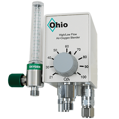 Ohio Medical High/Low Blender with Flowmeters (No Right Port), 70 L/min close-fit Flowmeter