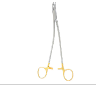 Miltex Stratte Needle Holder 9, Tc, Curved, Serrated Jaws